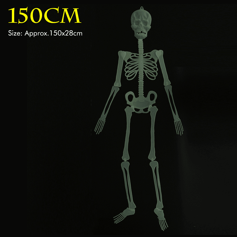 32/90/150CM Halloween Luminous Skeleton 360° Rotatable Joint with Light Effect Toy for Halloween Horror Props House Decoration