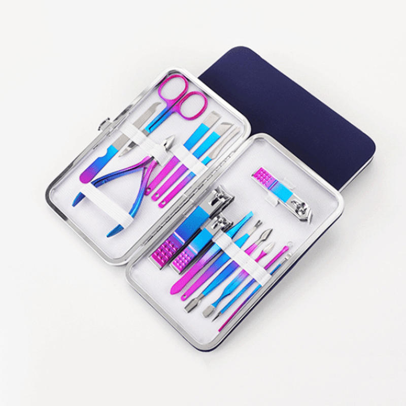 7/10/12/15Pcs TSLM2 Titanium Colorful Nail Clippers Set Professional Scissors Suit No Hurt Trimmer Grooming Manicure Cutter Kit