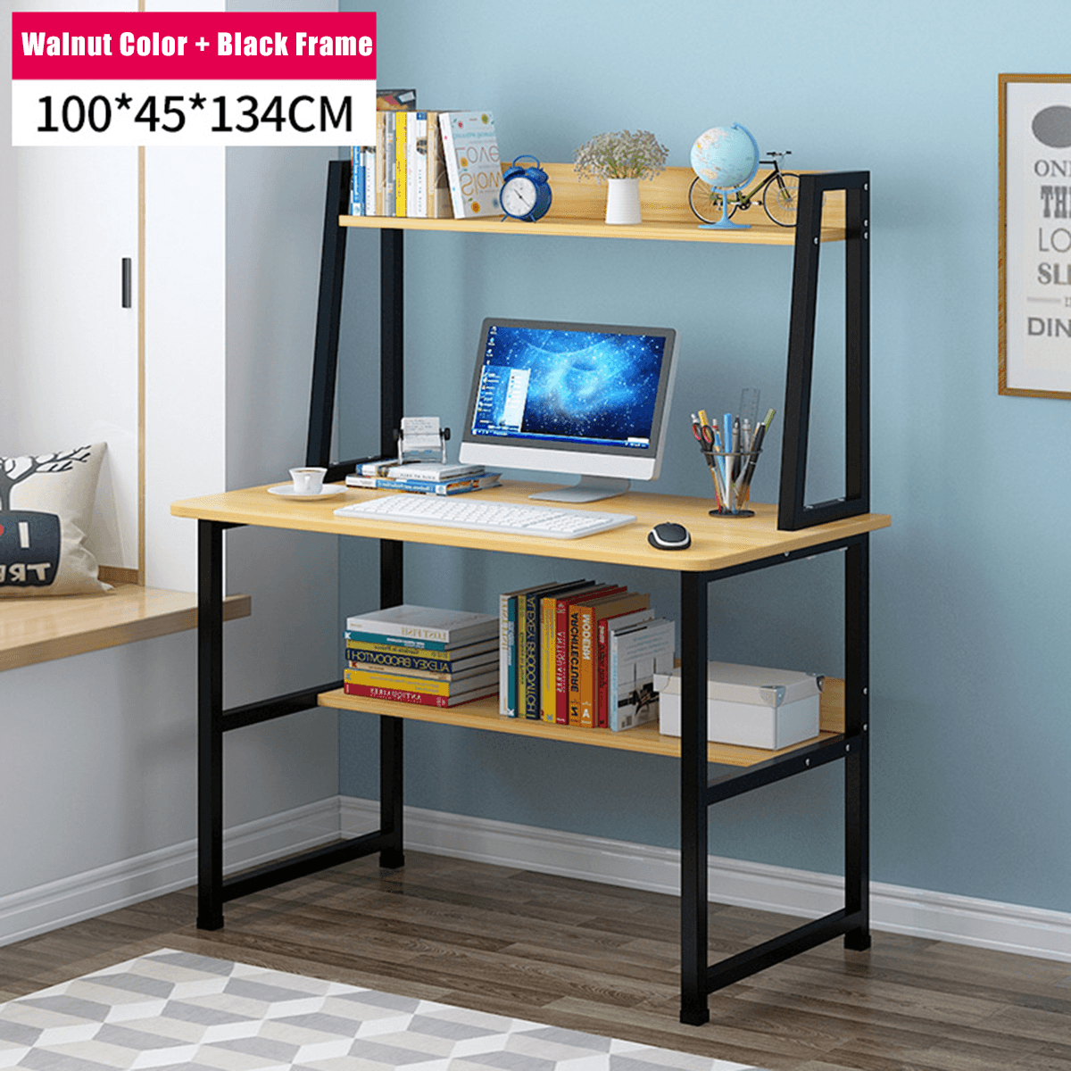 Computertisch Desktop Einfacher Schreibtisch Bücherregal Kombination Home Multifunktionsschreibtisch für das Home Office