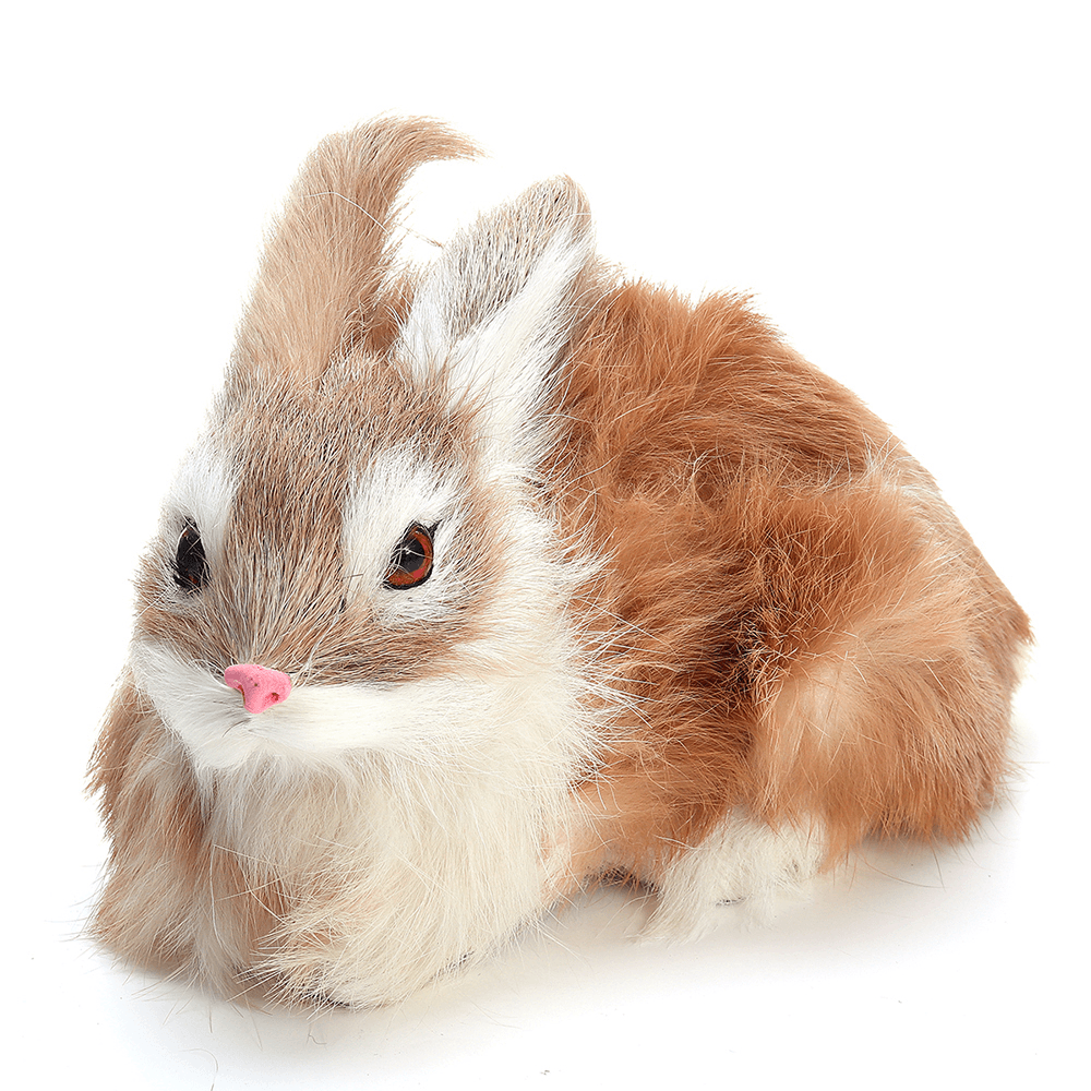 Lifelike Rabbit Crouching Animals Models Handmade Realistic Dolls Stuffed Plush Toy