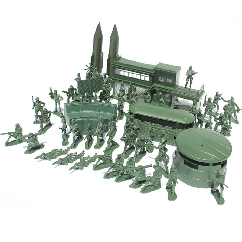 56PCS 5CM Soldados militares Set Kit Figuras Accesorios Modelo para niños Niños Regalo de Navidad Juguetes