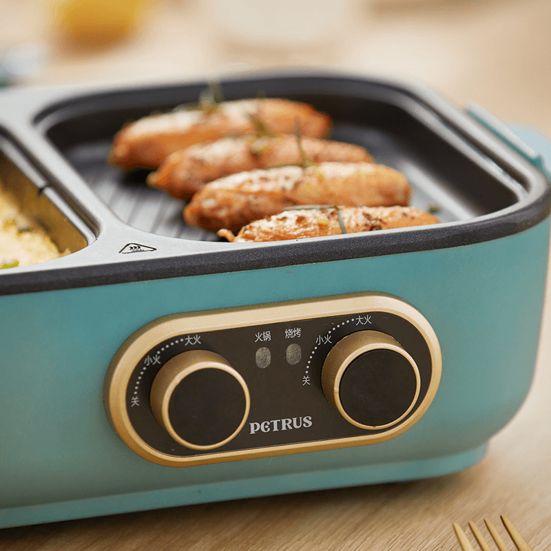 PETRUS PE2320 Multi-Function Skillet 600W Mini Dual-Purpose Barbecue Hot Pot