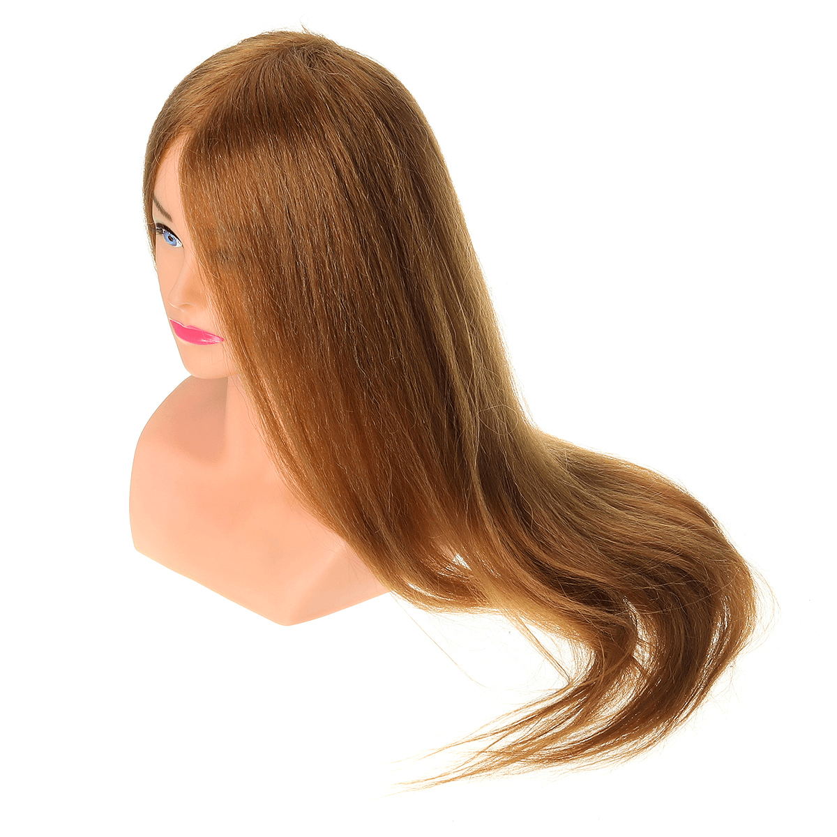 24" 100% Real Human Hair Mannequin Head Hairdressing Training Head Hair Extensions