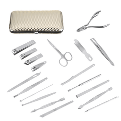 19PCS Stainless Steel Nail Clippers Pedicure Manicure Set Cleaner Cuticle Grooming Kit