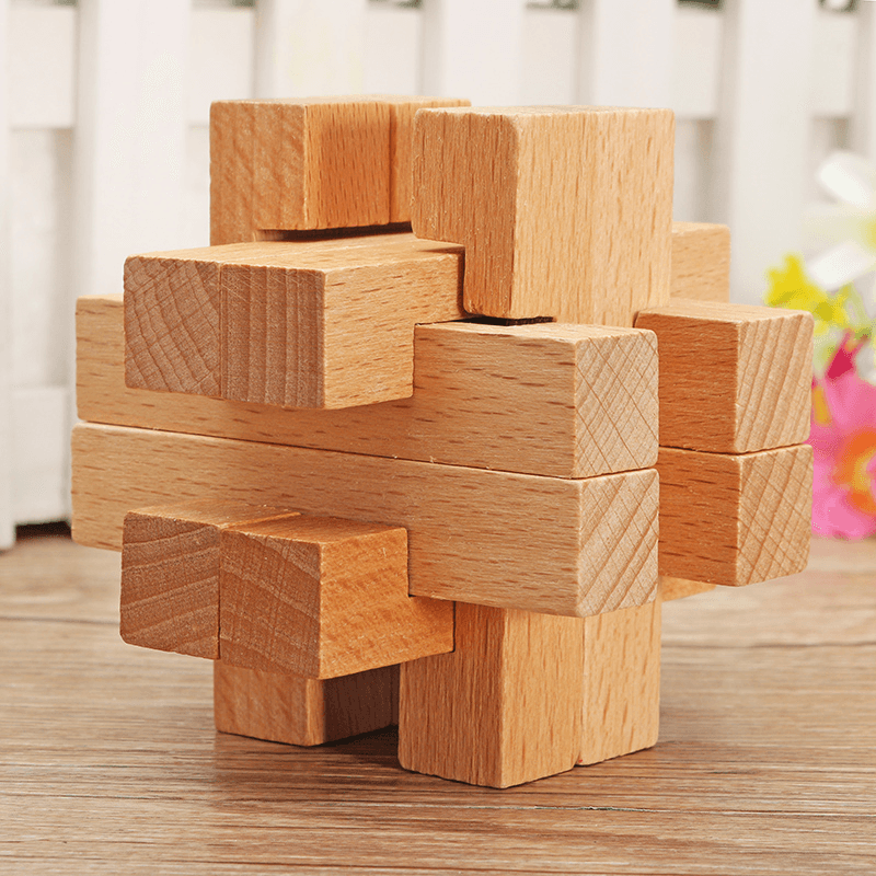 Kong Ming Lock Toys Kinder Kinder bauen 3D Puzzle Cube Challenge IQ Brain Holzspielzeug zusammen