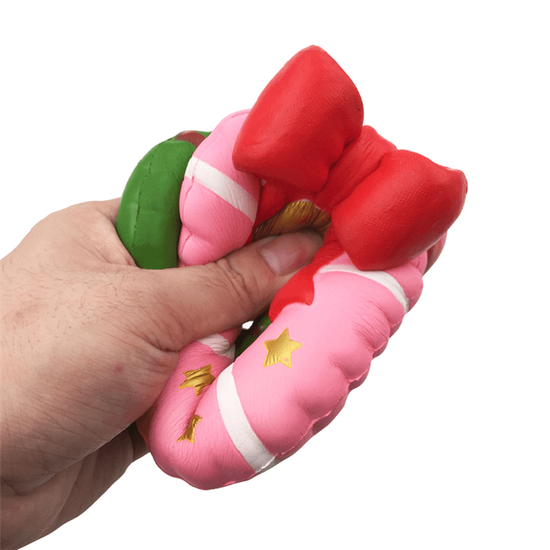 Squishyfun Christmas Jingle Bell Donut Squishy 13Cm Gift Slow Rising Original Packaging Soft Decor Toy