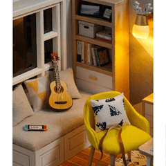 CUTEROOM DIY Doll House Sunshine Study Room Standard with Cover with Furniture Indoor Toys