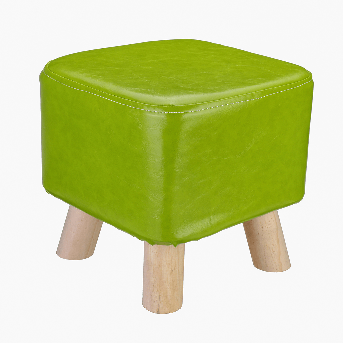 Cartoon PU Stool Wooden Legs Family Living Room round Stool Creative Leisure Sofa Small Bench Home Supplies