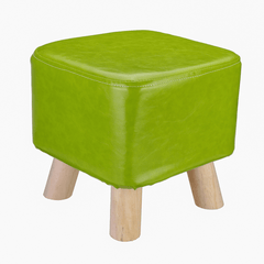 Cartoon PU Stool Wooden Legs Family Living Room round Stool Creative Leisure Sofa Small Bench Home Supplies