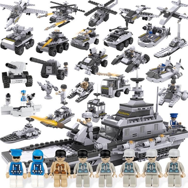 Cogo 743+Pcs 8 in 1 Aircraft Carrier Blocks Military Airplane Ship Kids Building Blocks Toys