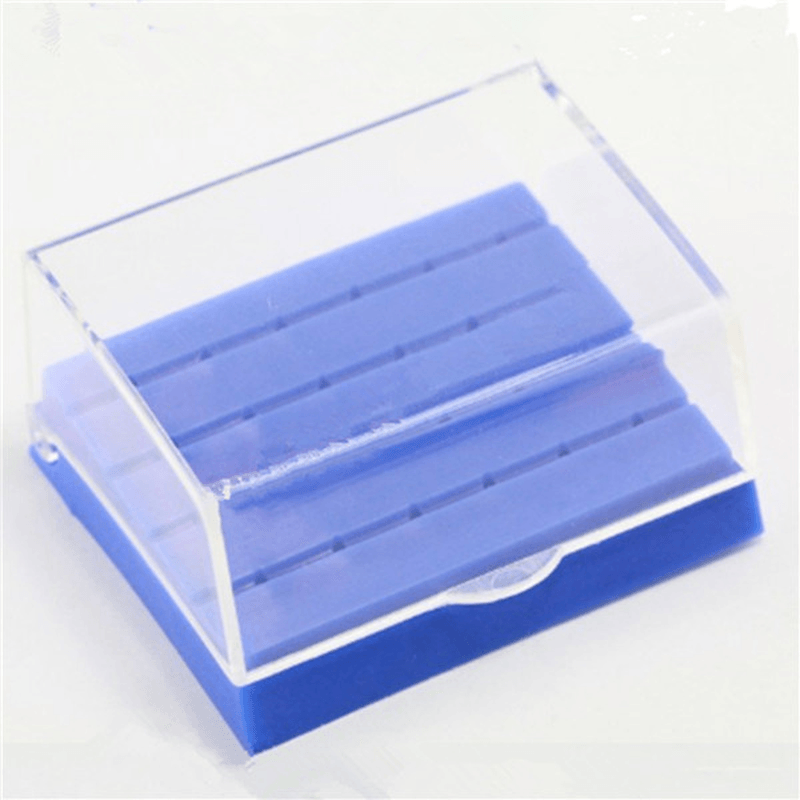 24 Holes Dental Bur Holder Disinfection Carbide Burs Block Drills Case Box