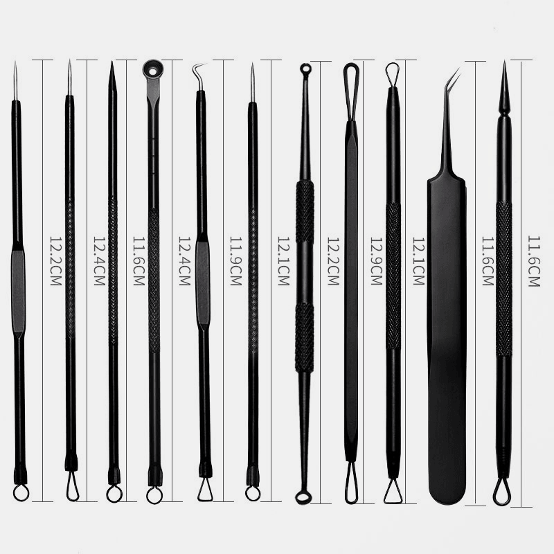 11 Pcs Acne Remover Tool Set Stainless Steel Double-Head Acne Needles Remove Acne Fat Particles Tool