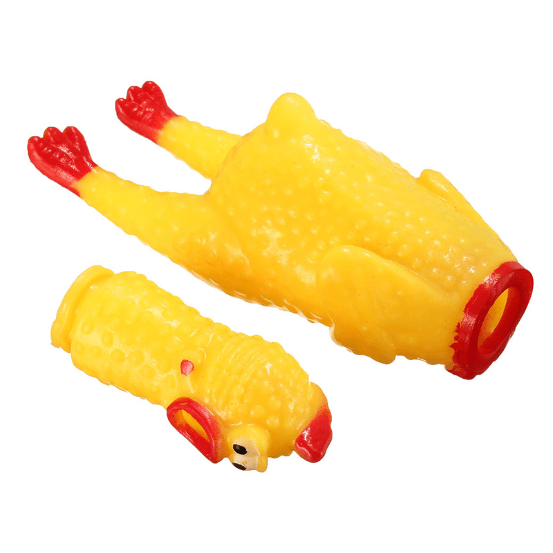 Squeeze Yellow Screaming Rubber Chicken Pet Dogtoy Squeaker Stress Relievers Gift