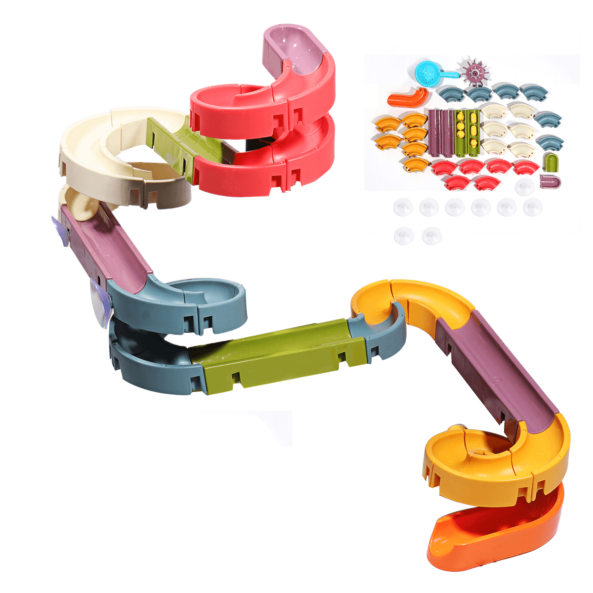 Rich Color Baby Bathroom Duck Play Water Track Slideway Game DIY Assembly Puzzle Early Education Set Toy for Kids Gift