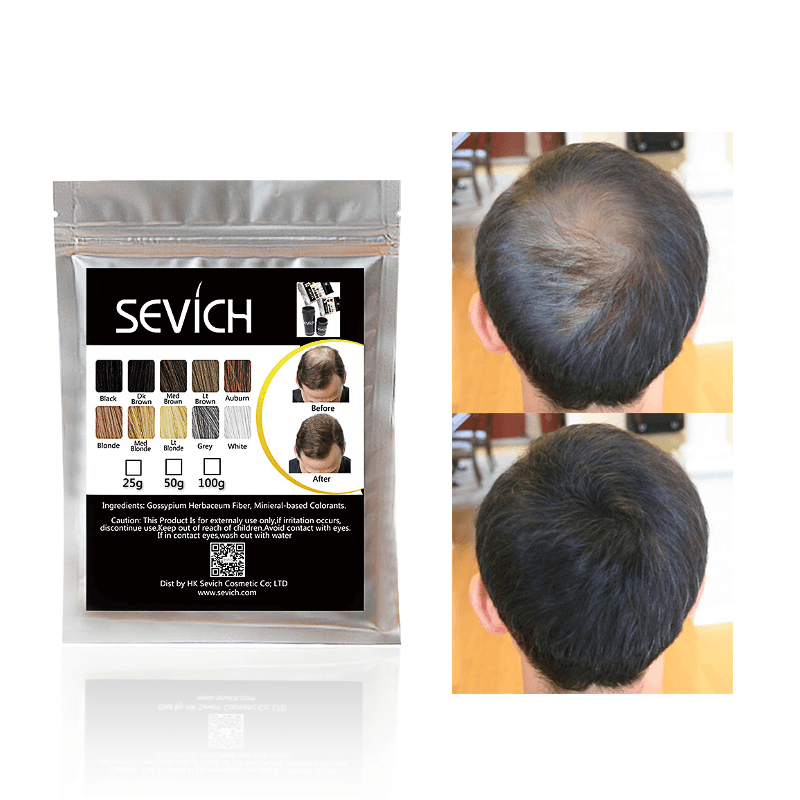 Sevich 50G Fibras para la construcción del cabello Producto corrector para la caída del cabello Extensión del cabello Polvo de fibra de queratina Crecimiento para el cuidado del cabello