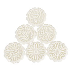 4 Sets Mooncake Pastry Press Mold 100G 50G DIY Flower Pattern Mould Decor W/ 20 Stamps round Square