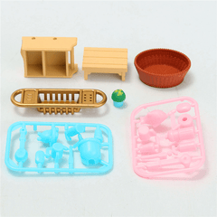 DIY Miniatures Bedroom Bathroom Furniture Sets for Sylvanian Family Dollhouse Accessories Toys Gift