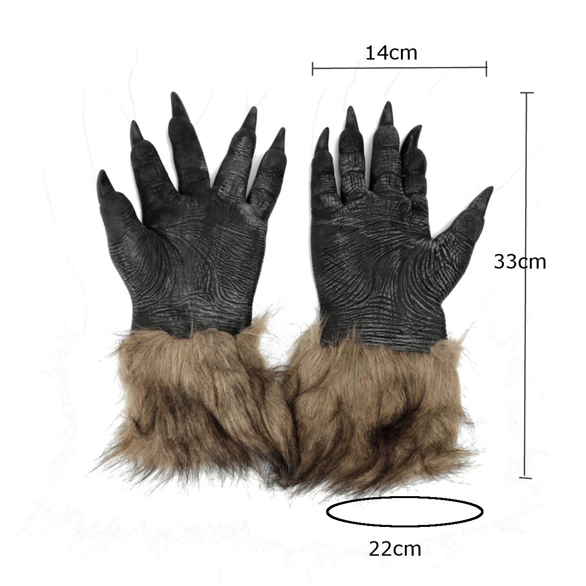 1/2PC Latex Rubber Wolf Head Hair Mask Werewolf Gloves Party Scary Halloween Cosplay