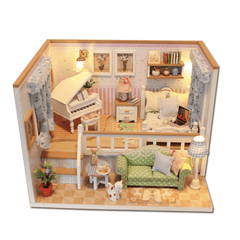 Wooden Multi-Style 3D DIY Handmade Assemble Doll House Miniature Kit with Furniture LED Light Education Toy for Kids Gift Collection