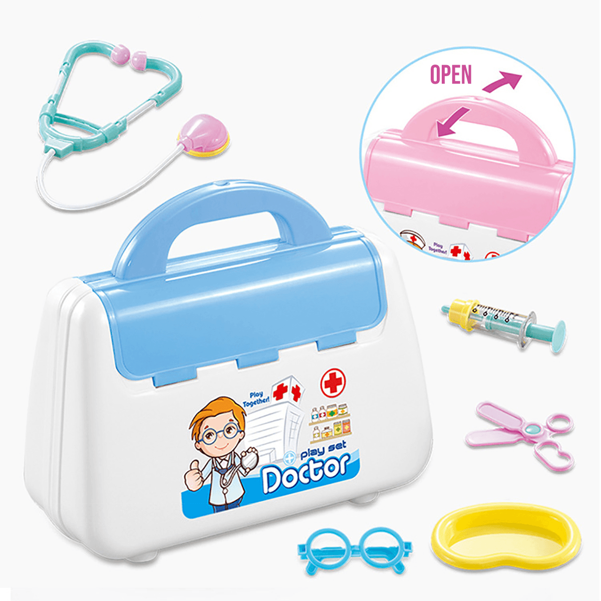 Simulation Pretend Doctor Nurse Role Play Education Toy Set with Carrying Box for Kids Gift