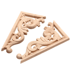 13*7CM Wood Carving Decal Corner Applique Frame for Wall Wardrobe Door Decoration