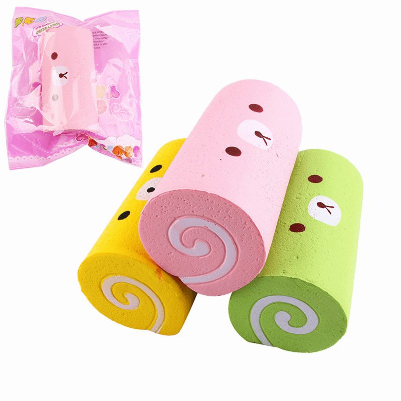 Squishy Jumbo Swiss Cake Roll 15Cm Slow Rising Cute Kawaii Bear Cake Collection Gift Decor Toy