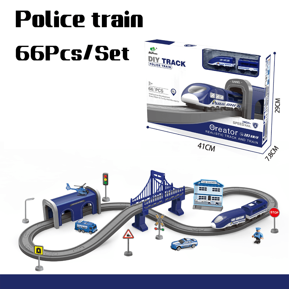 66/92 Pcs Multi-Style DIY Assembly Track Train Increase Parent-Child Interaction Toy Set with Sound Effect for Kids Gift