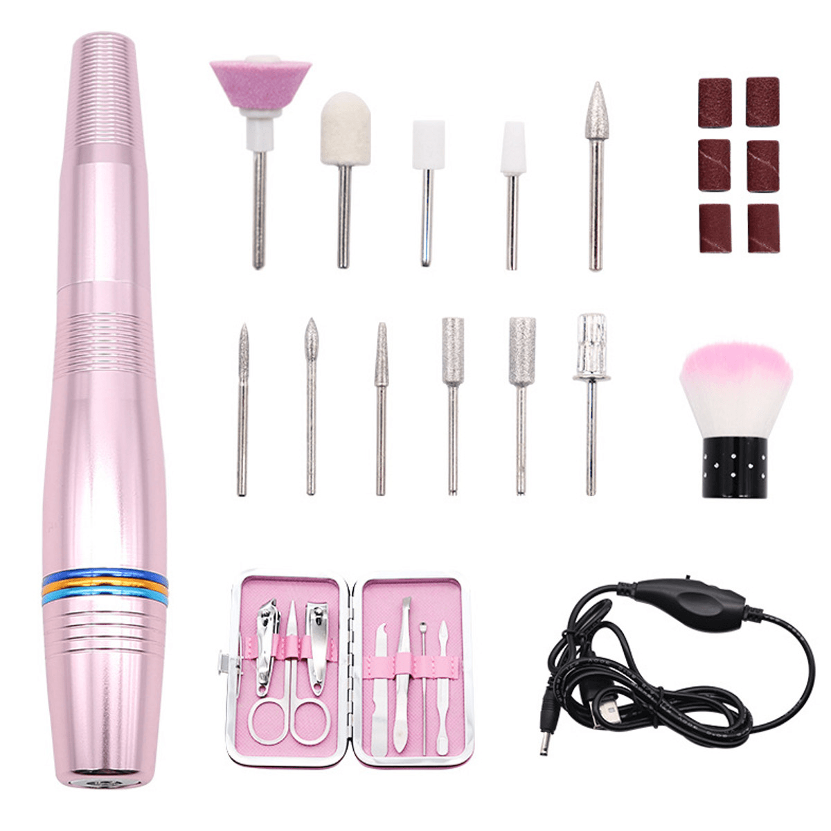 Electric Nail Drill Machine Pen USB Manicure Pedicure File Polisher Tools Kit