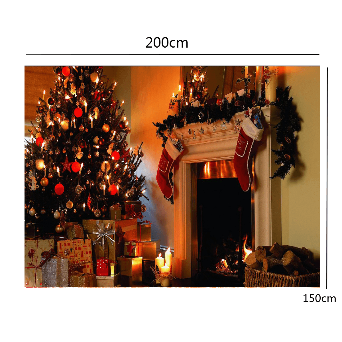 1.5*2M Fireplace Christmas Photography Background Cloth Backdrops Decoration Toys