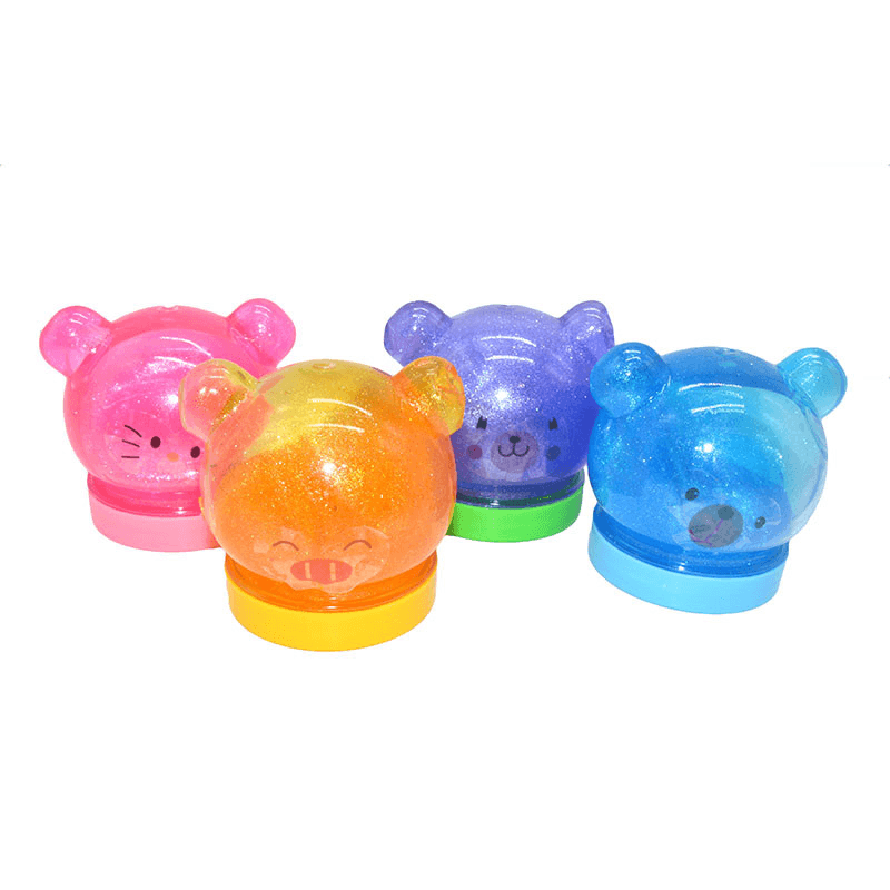 4PCS Cute Animals Slime 6.5Cm Random DIY Crystal Clay Rubber Mud Plasticine Toy Gift