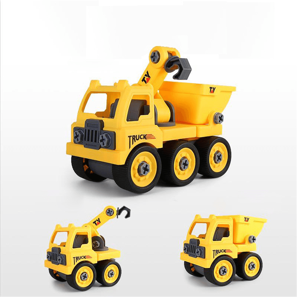 4 in 1 Detachable Puzzle DIY Truck Assembled Engineering Vehicle Loading and Unloading Crane Diecast Model Toy