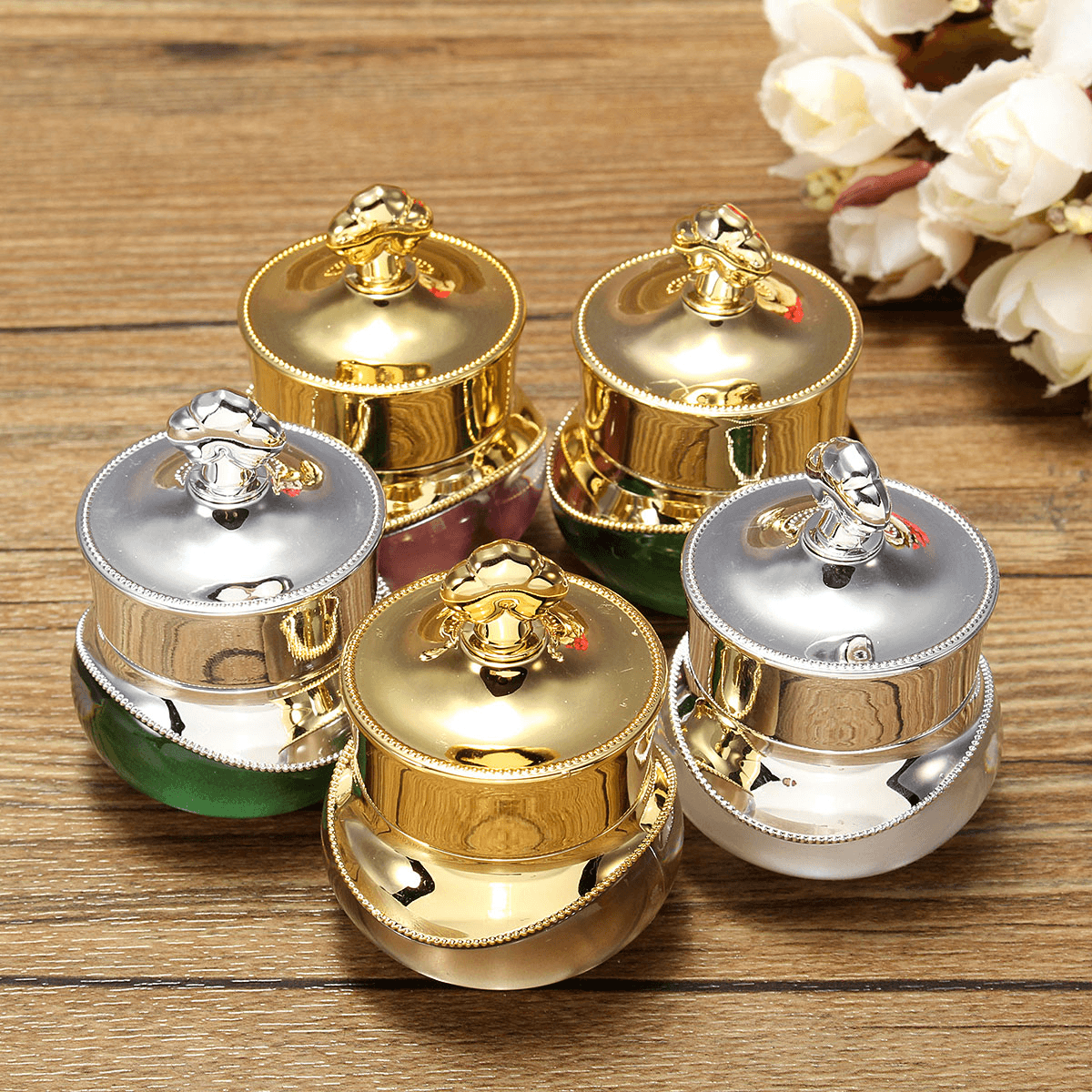 4 Colors Crown Eye Cream Empty Refillable Bottle Container Nail Art Makeup 5G