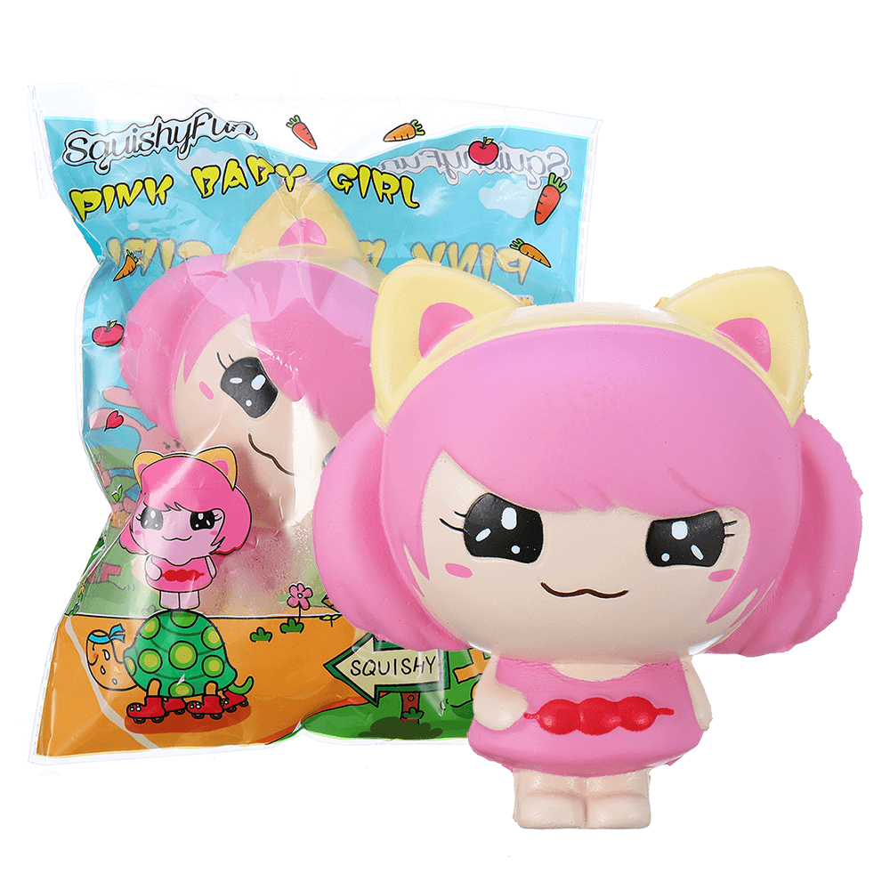 Squishyfun Pink Little Girl Squishy Hanging Decoration 12CM Cute Doll Gift Collection Packaging