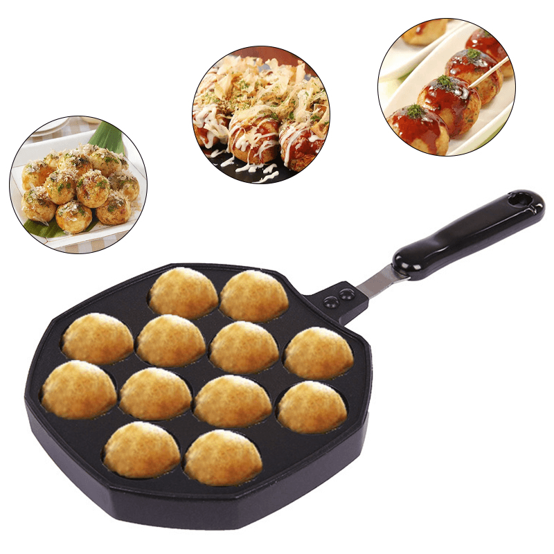 Takoyaki Grill Pan 16 Holes Octopus Maker Stove Cooking Plate for Kitchen