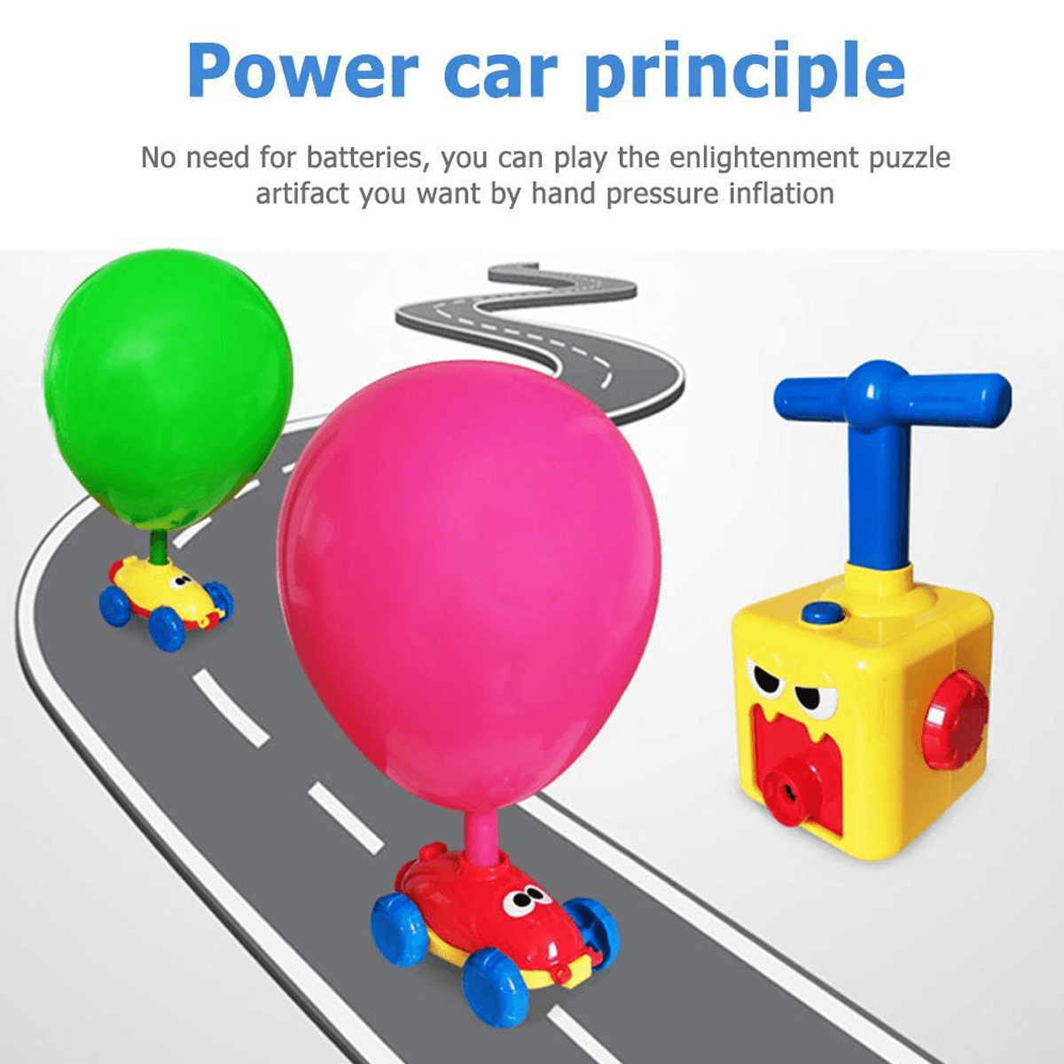 NEW Fun Inertia Balloon Powered Car Toys Aerodynamics Inertial Power Kids Gifts