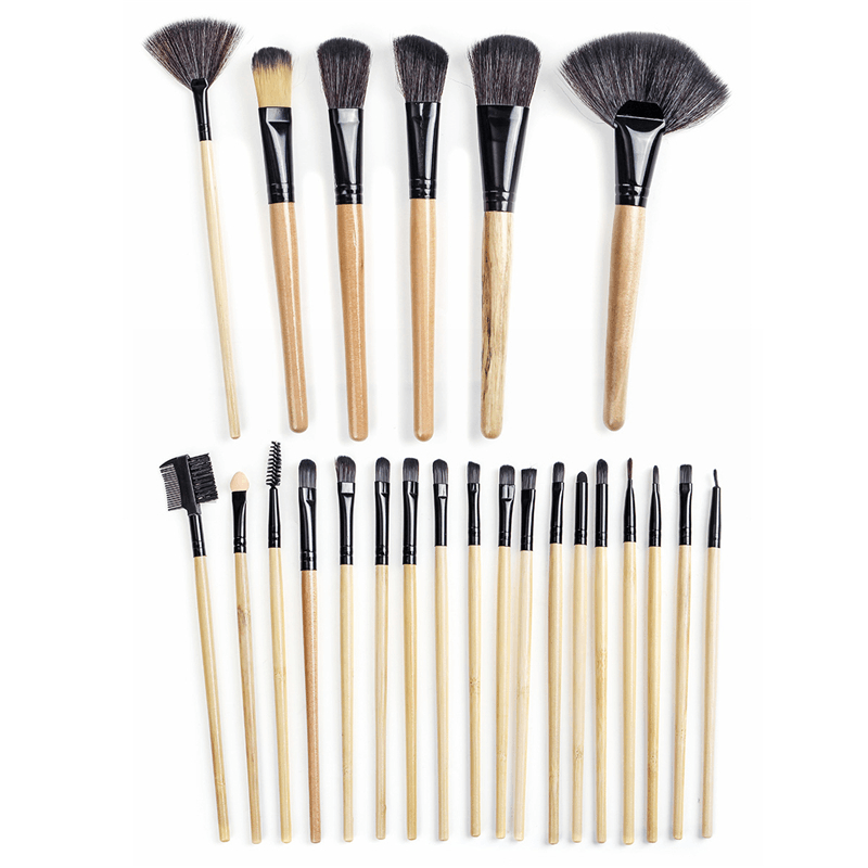 24 Pcs Makeup Brush Set Cosmetics Makeup Brush Kit with Leather Case Foundation Eyeliner Blending Concealer Mascara Eyeshadow Face Powder