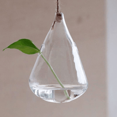 Hanging Water Drop Shaped Glass Hydroponics Flower Vase Home Garden Wedding Party Decoration