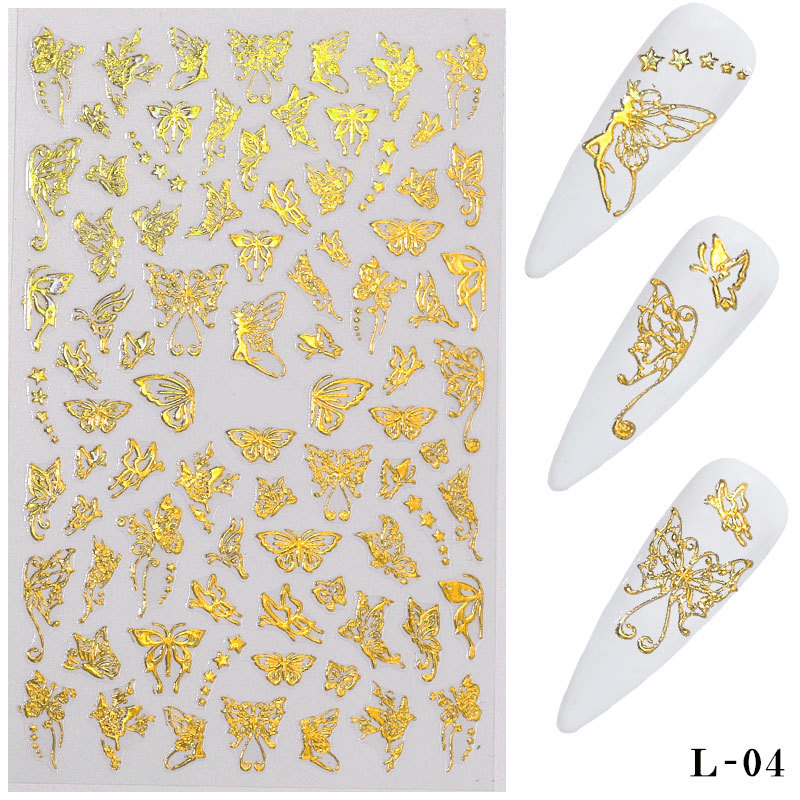 3D Holographic Nail Art Stickers Colorful DIY Butterfly Nail Transfer Decals