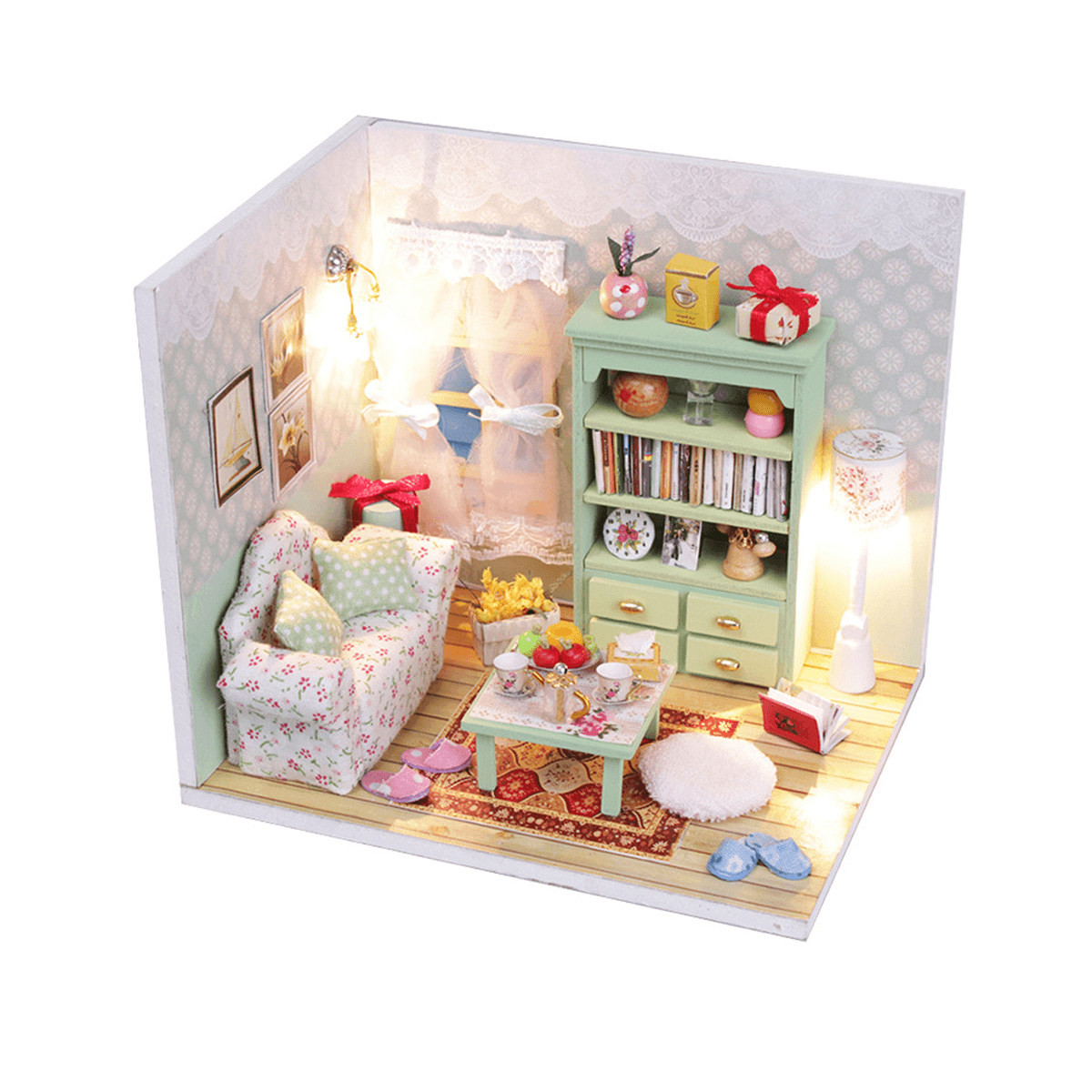 Wooden Multi-Style 3D DIY Handmade Assemble Doll House Miniature Kit with Furniture LED Light Education Toy for Kids Gift Collection