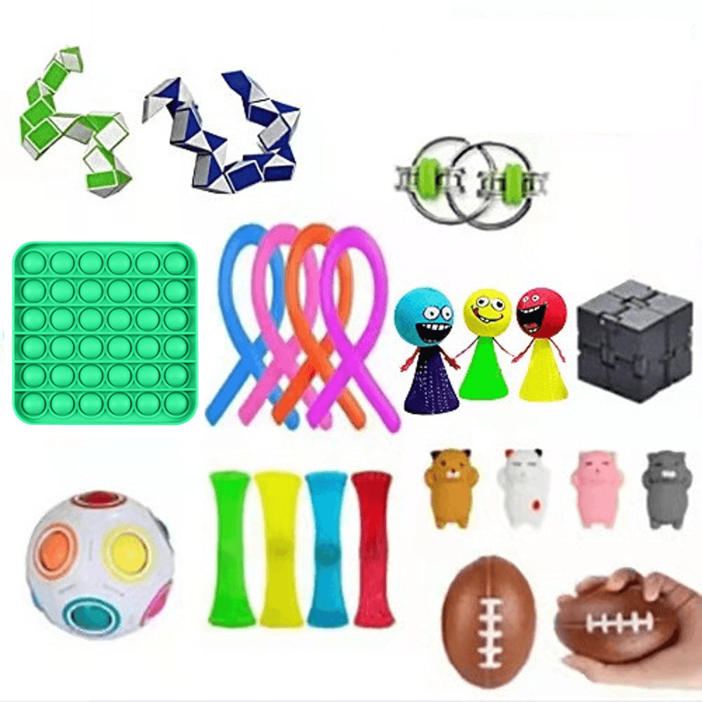 DIY Fidget Toys Set Squeeze Dice Drawstring Magic Cube Stress Relief and Anti-Anxiety Toys for Kids and Adults