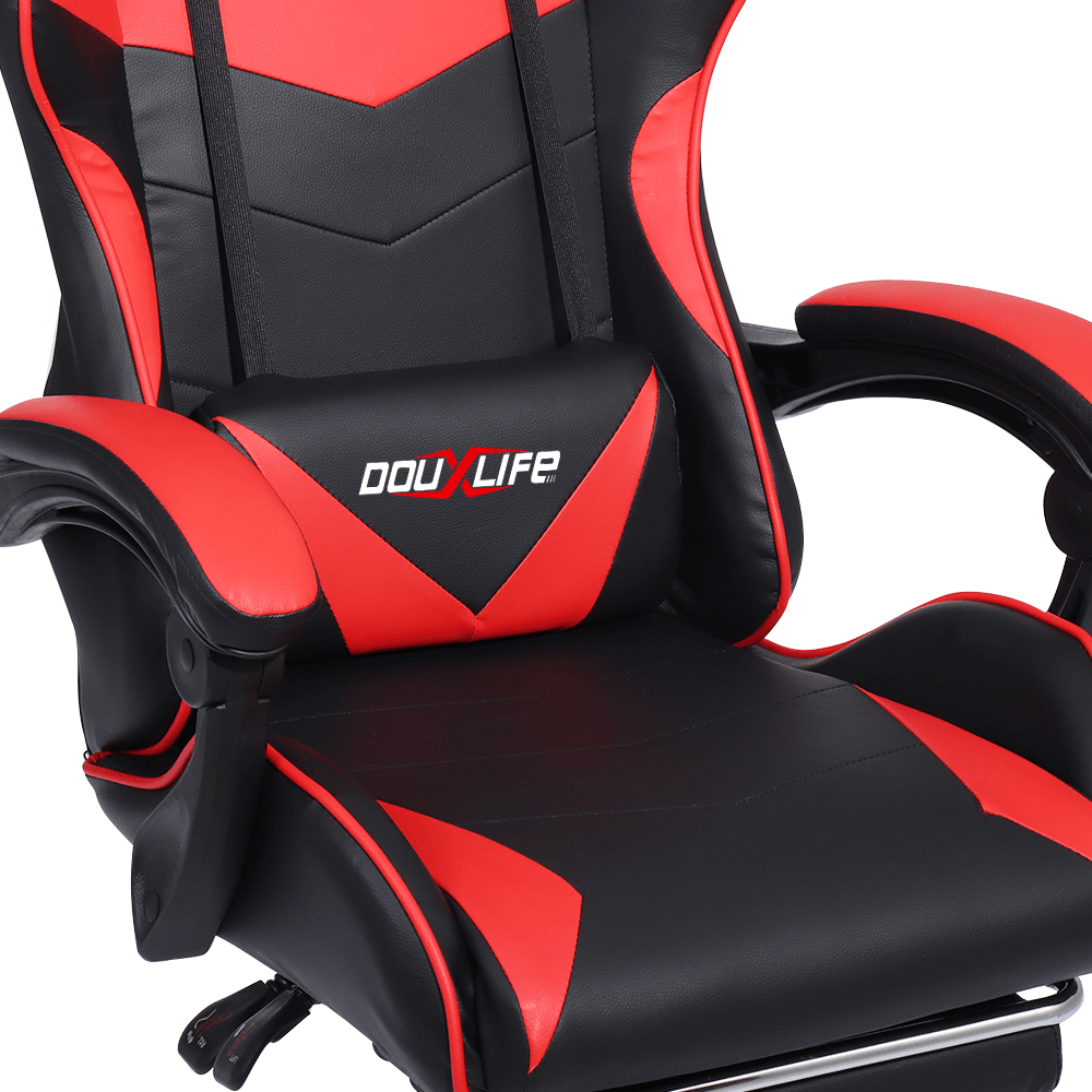 Douxlife® Racing GC-RC02 Gaming-Stuhl, ergonomisches Design, 150° neigbar, dick gepolsterte Rückenlehne, integrierte Armlehne, einziehbare Fußstütze für das Heimbüro