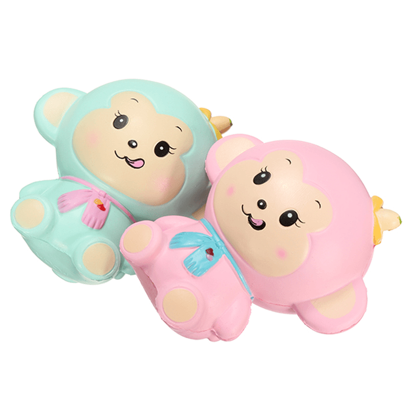 Woow Squishy Monkey Slow Rising 12Cm with Original Packaging Blue and Pink