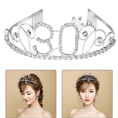 Crystal Birthday Crown Girl Tiara Princess Crown Accesorios para el cabello Happy Birthday Cake Decoraciones