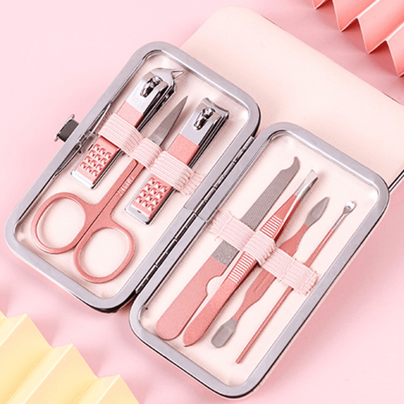 Professional Stainless Steel Manicure Tools Pink Olecranon Nail Scissors Nail Clipper Tool Set