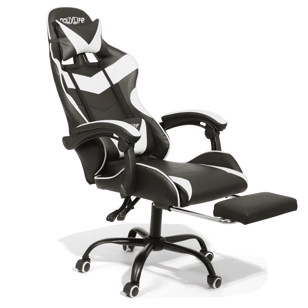 Douxlife® Racing GC-RC02 Gaming-Stuhl, ergonomisches Design, 150° neigbar, dick gepolsterte Rückenlehne, integrierte Armlehne, einziehbare Fußstütze für das Heimbüro