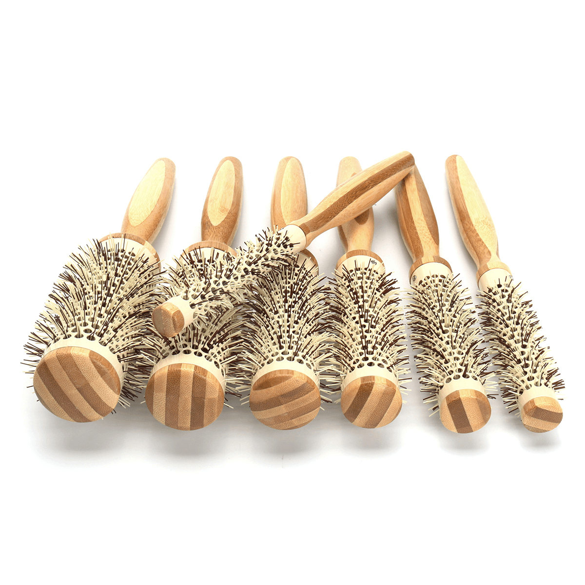 7 Pro round Brush Curly Hair Roller Brush Natural Wood Hairbrush Comb Salon Tools