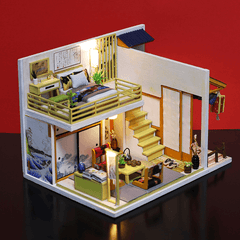 Iiecreate J-002 Japanese Plain Room Handmade DIY Cabin Doll House with Dust Cover Music Motor