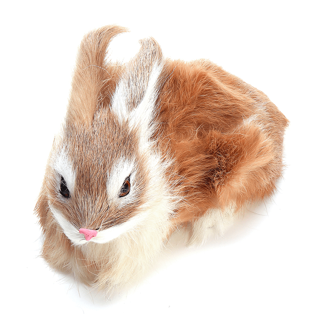 Lifelike Rabbit Crouching Animals Models Handmade Realistic Dolls Stuffed Plush Toy