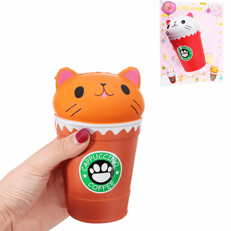 Sunny Squishy Cat Coffee Cup 13.5*8.5CM Slow Rising Soft Animal Toy Gift with Packing