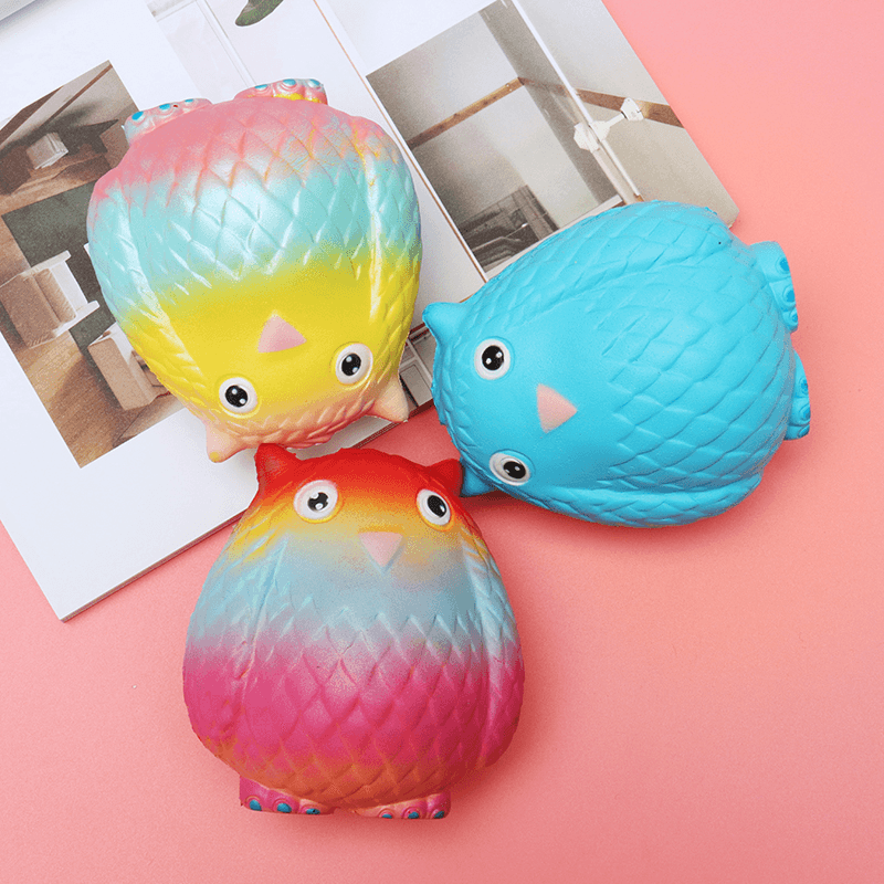 Jumbo Squishy Rainbow Owl 12Cm Soft Slow Rising Toy with Original Packing